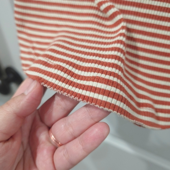 FREE PEOPLE Frenchie Striped Short Sleeve Top, Cayenne Combo, High Stretch, L - Picture 11 of 16